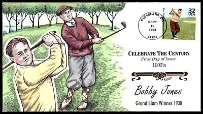 1998 Bobby Jones Wins Grand Slam FDC Celebrate the Century 1930's COLLINS Cachet - Image 1 of 2