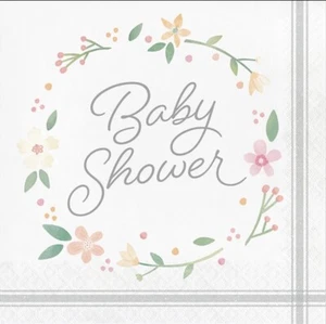 BABY SHOWER Farmhouse Floral LUNCH NAPKINS (16) ~Party Supplies Dinner Large - Picture 1 of 2