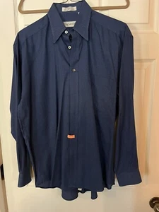 Guy Laroche Shirt Mens med Blue print Long Sleeve Button Front 100%% cotton - Picture 1 of 4