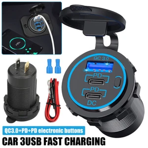 20W Dual PD + 18W QC3.0 USB Car Charger Socket Adapter Power Outlet 12V 24V - Picture 1 of 15