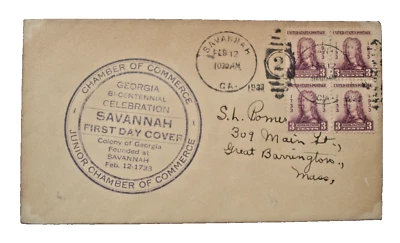 US SC 726 FDC SAVANNAH, GA 1933 - Image 1 of 2
