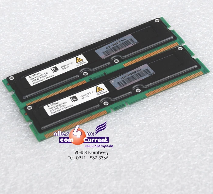 512 MB Kit 2x256MB Rdram Rimm 402836-872 HP W6000 W8000 - Immagine 1 di 1