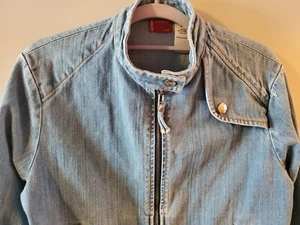 Vintage Levi Strauss Denim Bomber Blue Jean Jacket Womens Medium - Picture 1 of 9