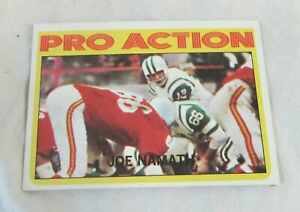Vintage Joe Namath Topps NFL Pro Action Football Card #343, 1972
