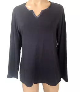 Noni B Size M Navy Blue Stretch Cotton Long Sleeve Tunic Top GUC Fit Sz 12 - Picture 1 of 6