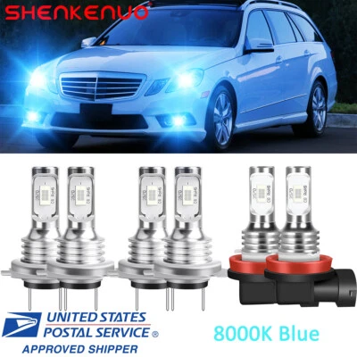 For Mercedes-Benz E350 E320 E550 LED Headlight + Fog Light Bulbs Kits 8000K US - Image 1 of 4