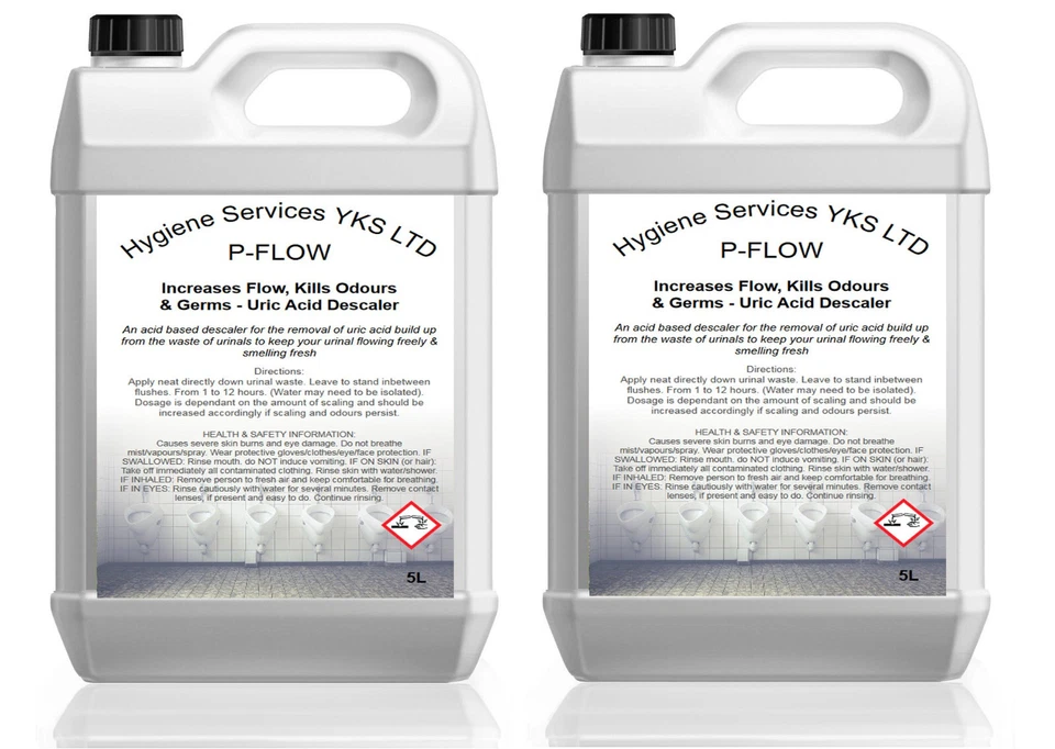 10L 2x5L URINAL P-Flow HEAVY DUTY Descaler Cleaner URIC ACID scale build up - Image 1 of 1