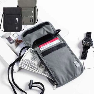 Anti-Theft RFID Blocking Passport Holder Neck Stash Travel Hidden Wallet Pouch - Picture 1 of 14