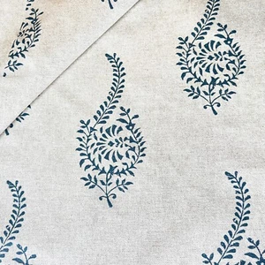 1316. LINO HUMBER LOOK AZUL estampado en bloque tela 100% algodón. Precio por 1/2 metro - Imagen 1 de 13