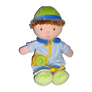DD Traders BOY Brunette Activity Doll 13in Velour Plush Tie Fasten Button Zip  - Picture 1 of 8