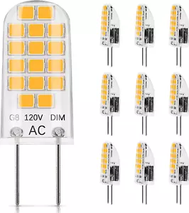 G8 LED Bulb Dimmable, 2W, Warm White 2700K, T4 JCD Bi-Pin Base, 10-Pack - Picture 1 of 8