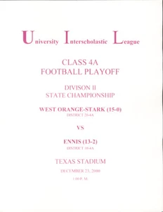 Programa de Campeonato Estatal Stark vs Ennis 2000 4A - Imagen 1 de 1