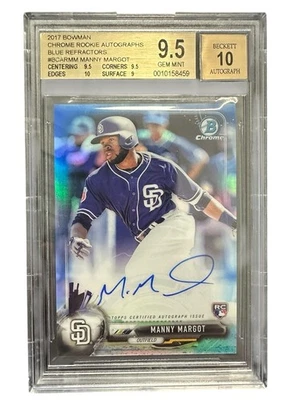 2017 Bowman Chrome BCAR-MM Manny Margot Rookie Auto Blue Refractor /150 BGS 9.5 - Image 1 of 4