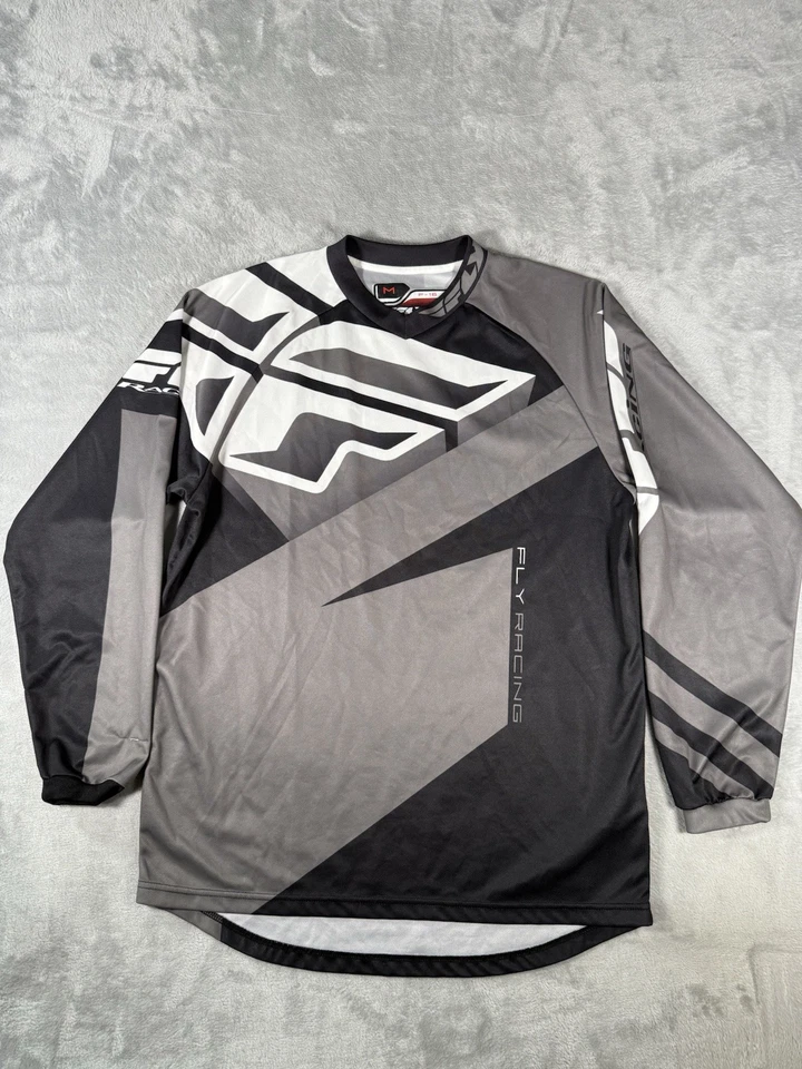 Fly Racing Jersey Mens Medium F16 Grey Black White Shirt Dirtbike Motocross BMX - Image 1 of 4