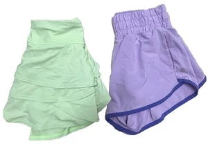 2 PCS SET Athleta Girl Swing Skort Skirt And Run Free 2.5 Shorts Size 8-10 - Picture 1 of 12