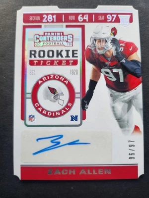 2019 Contenders - ZACH ALLEN - Rookie Ticket Stub /97 - RC Auto - Broncos - Image 1 of 2