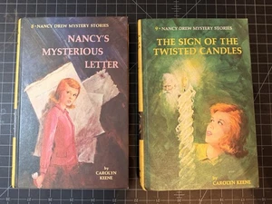 Lot Of 2 Nancy Drew HC: 8 Nancy’s Mysterious Letter, 9 Sign Of Twisted Candles - Picture 1 of 15