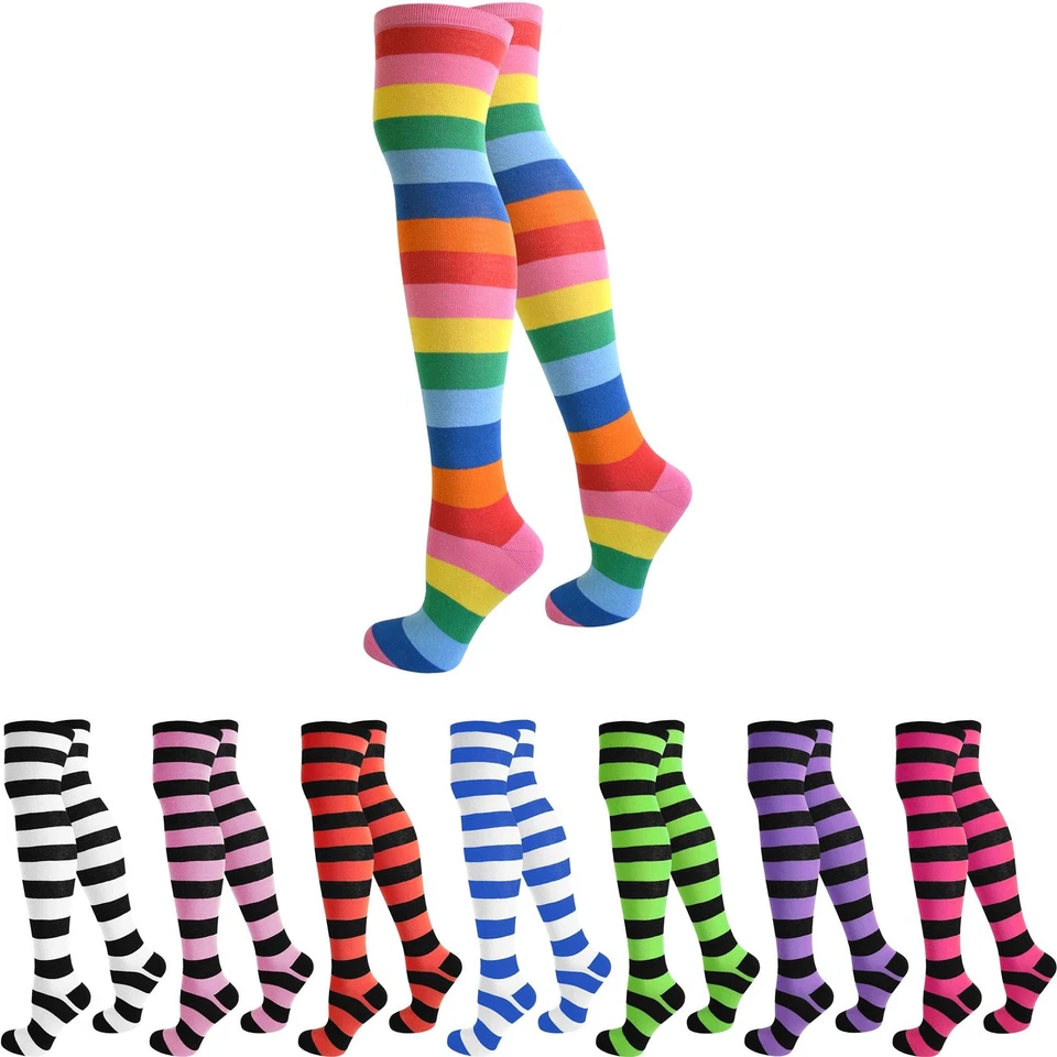 CIRCLE FIVE Overknees breite Ringel für Damen, perfekt geeignet für Karneval | Onesize