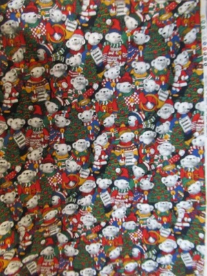CONCORD The Kesslers  Teddy Bears Santa Trees Christmas  Cotton Fabric   34"X42" - Image 1 of 4