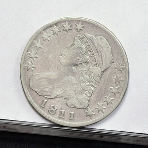 Medio dólar busto 1811 - grande 8 - ch en estado bastante bueno Dtls, limpio con grieta de troquel obv (#60189-L) - Imagen 1 de 8