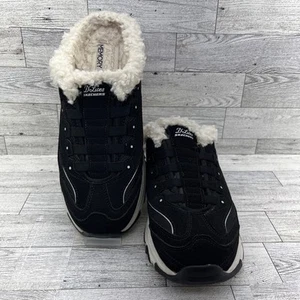 Skechers D'lites Comfy Step Black Slip In Fur Clog Shoes Women Size 9 - Picture 1 of 10