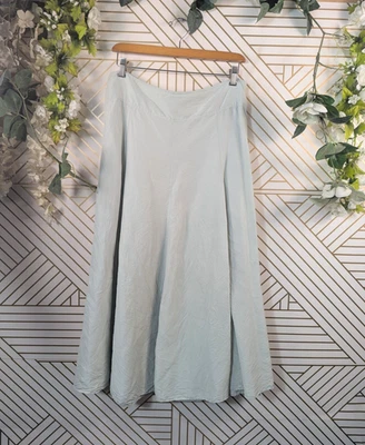 Falda midi J Jill 100 % seda VERDE CLARO azul fluida línea A minimalista clásica talla 8 Foto 1 de 4