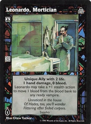 Leonardo, Mortician - Vampire: The Eternal Struggle Deckmaster Trading Card 1995 - Image 1 of 2