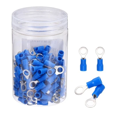 150Pcs Insulated Ring Terminal RVS1.25-5 22-16AWG Crimp Terminals Blue Foto 1 de 4
