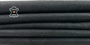 MIDNIGHT BLACK CRACKED DOUBLE FACE Soft Lambskin leather hides 8+sqf 0.7mm C5643 - Picture 1 of 7