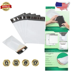 Confezione 1000 Buste Spedizione - Durevole Bianco 6x9 Autosigillante Poly Mailers - Foto 1 di 9