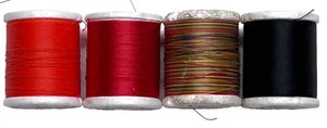 SET OF 4 Gudebrod Nylon Thread 50-Yard Spool Type 00 Orange Red Multi and Black - Picture 1 of 16