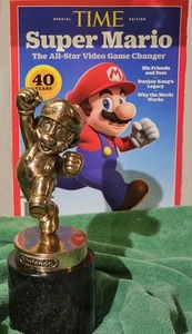 Nintendo Bronze Super Mario Trophy-Statue-Employee Award Rare Not For Resale NFR - Picture 1 of 8