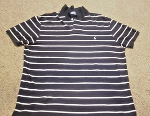 Camisa Polo Golf Ralph Lauren Negra/Rosa Rayas Calce Profesional Hombres Talla XL Usada Dos Veces Usada en Excelente Condición - Imagen 1 de 16