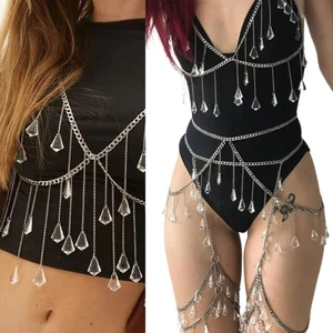 Flexible Rhinestones Strands Body Jewelry For Bridal Belly Dance Fashion Show - Picture 1 of 9