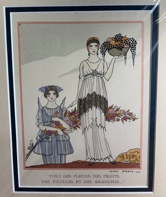 Oct 1913 Gazette du Bon Ton No12 George Barbier VOICI DES FLEURS… Pochoir - Image 1 of 4