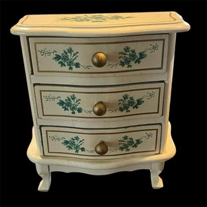 Vintage 3 Drawer MUSICAL red Velvet Lined Jewelry Box 8.5” Tall COTTAGECORE - Picture 1 of 17