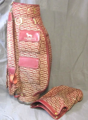 复古 Husky New York 34 英寸高尔夫球袋红色和金色带标志和防雨罩 — 第 1/4 张图片