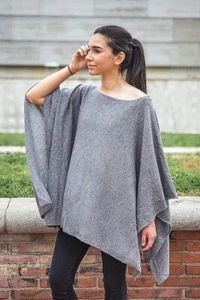 100% Kaschmir Strick Poncho Halstuch Tuch extra großer Schal Stola für Damen & Herren - Bild 1 von 8