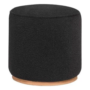 Pemberly Row Transitional Fabric Upholstered Round Ottoman Black - Picture 1 of 5