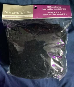 Dimensions BLACK 1.76oz 100% Wool Roving  Needle Felting Crafting Spinning 50g - Picture 1 of 2
