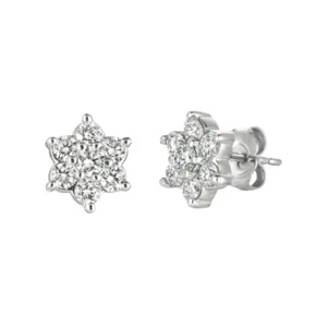 Orecchini con diamanti naturali 1,00 carati G-H SI set in oro bianco 14 carati - Foto 1 di 3