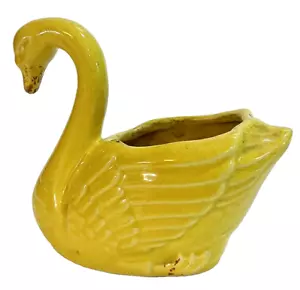 Vtg BRUSH McCoy Pottery Yellow Swan Flower Planter Sponge Holder USA 6"x5.5"x3" - Picture 1 of 7