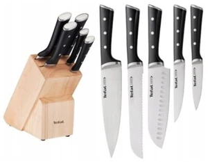 JUEGO DE CUCHILLOS TEFAL ICE FORCE 5 EN BLOQUE DE MADERA, BLOQUE DE CUCHILLOS, CUCHILLOS DE COCINA, CUCHILLOS EMBALAJE ORIGINAL - Imagen 1 de 10
