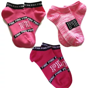 New Without Tags Victoria's Secret PINK Low Ankle Socks 3 Pairs Pink Magenta - Picture 1 of 7