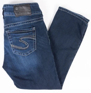 Silver Suki Super Stretch Mid Capri Womens Jeans Faded Dark Wash Size 26/22 - Picture 1 of 6