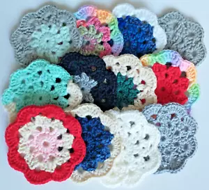 Set of 12 handmade Crochet Coasters in Varying Colors - Picture 1 of 5