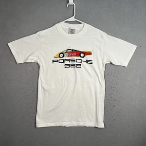 Vintage 80s Porsche 962 Shell IMSA GTP Racing T Shirt Adult Large White Mens - Picture 1 of 8