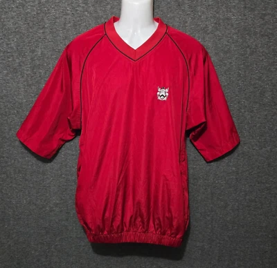 Footjoy Windbreaker Mens Medium Red Golf Performance Short Sleeve Pullover Crest - Image 1 of 4