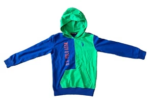 US POLO ASSN HOODIE Color Block Green Blue Hoodie Youth Size S 6/7 Polo Assn - Picture 1 of 3