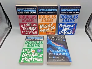 Hitchhiker's Guide To The Galaxy Series Lot of 5 Books Douglas Adams PB EUC - Picture 1 of 8